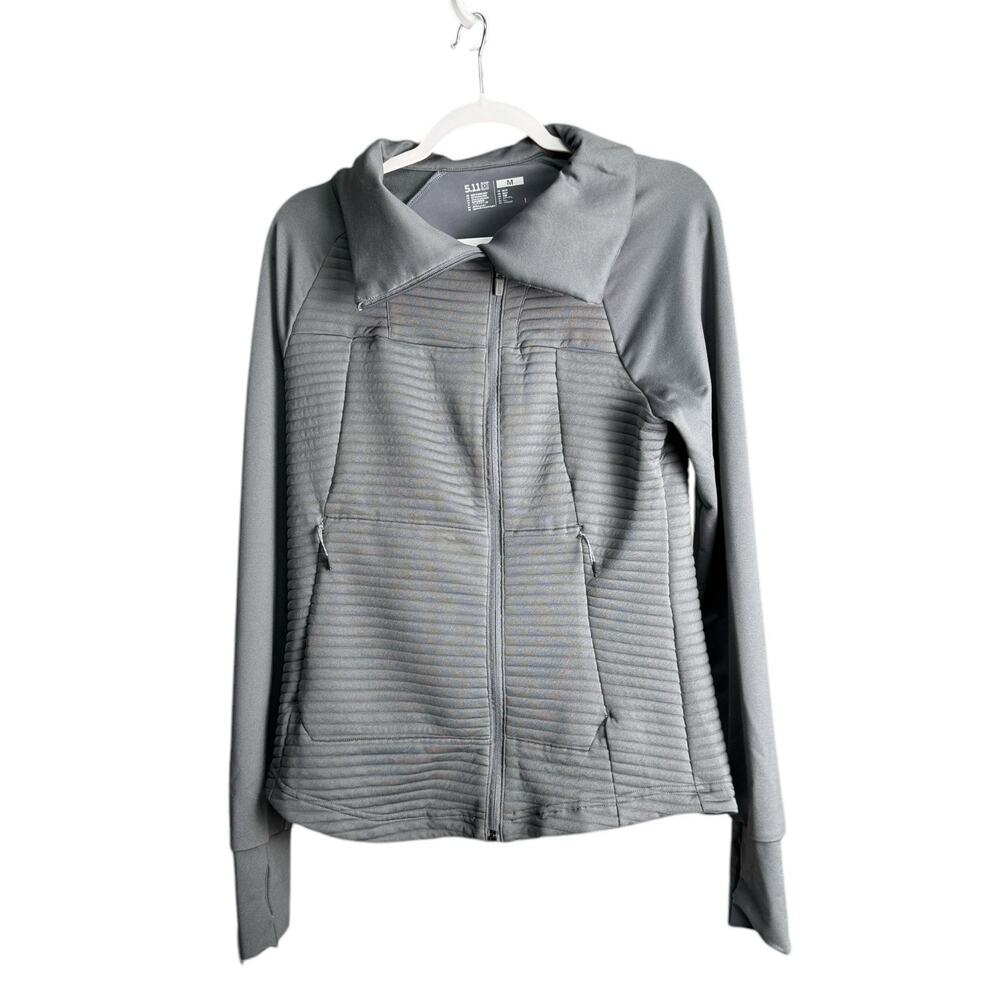 5.11 Tactical Womens Crystal Hybrid Full Zip Jacket Gray Thumbhole Athletic Sz M